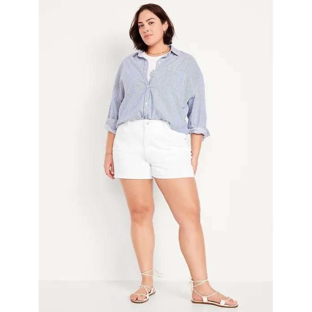 NEW Women's‎ White High-Wasited OG Jean 3" Inseam Denim Shorts in White Sz 14